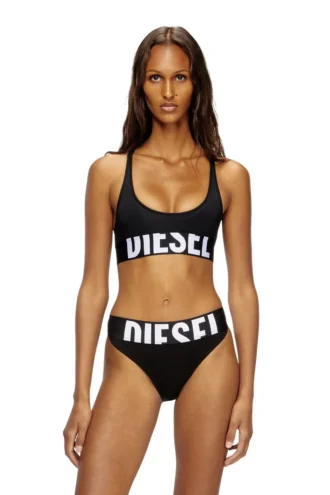 allison-d-pop Microfibre sports bra with cut-off logo