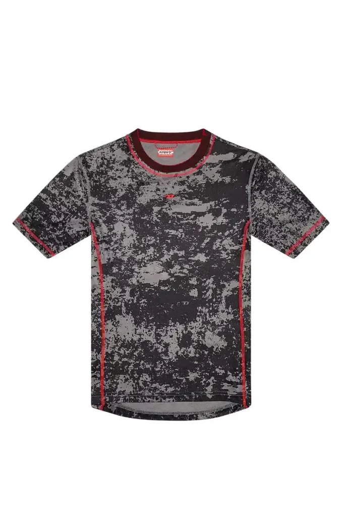amtee-gael-wt28 Camo-jacquard T-shirt with cloudy print