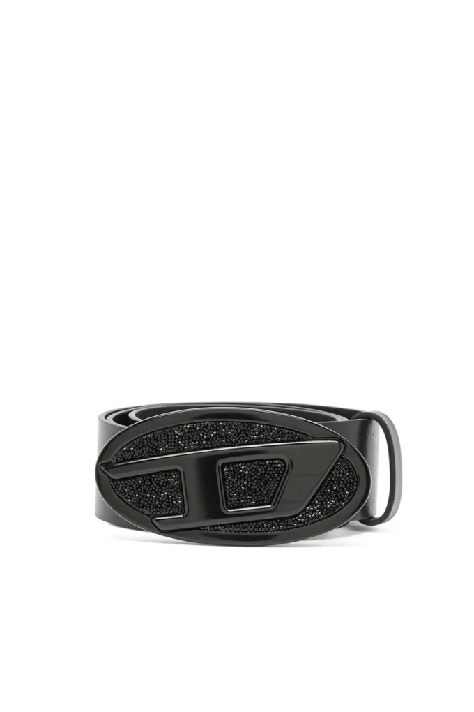 b-1dr 2.0 full rocks 4cm leather belt with rhinestone Oval D buckle