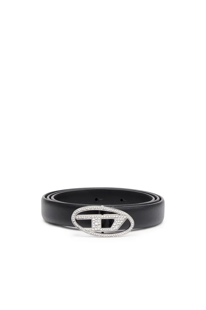 b-1dr strass 20 1.9cm slim leather belt with crystal buckle