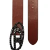 b-1dr w-crown 4 cm pull-up leather belt with jewel buckle b-1dr w-crown 4 cm pull-up leather belt with jewel buckle