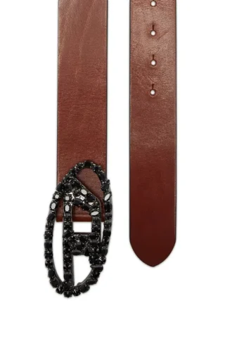 b-1dr w-crown 4 cm pull-up leather belt with jewel buckle b-1dr w-crown 4 cm pull-up leather belt with jewel buckle