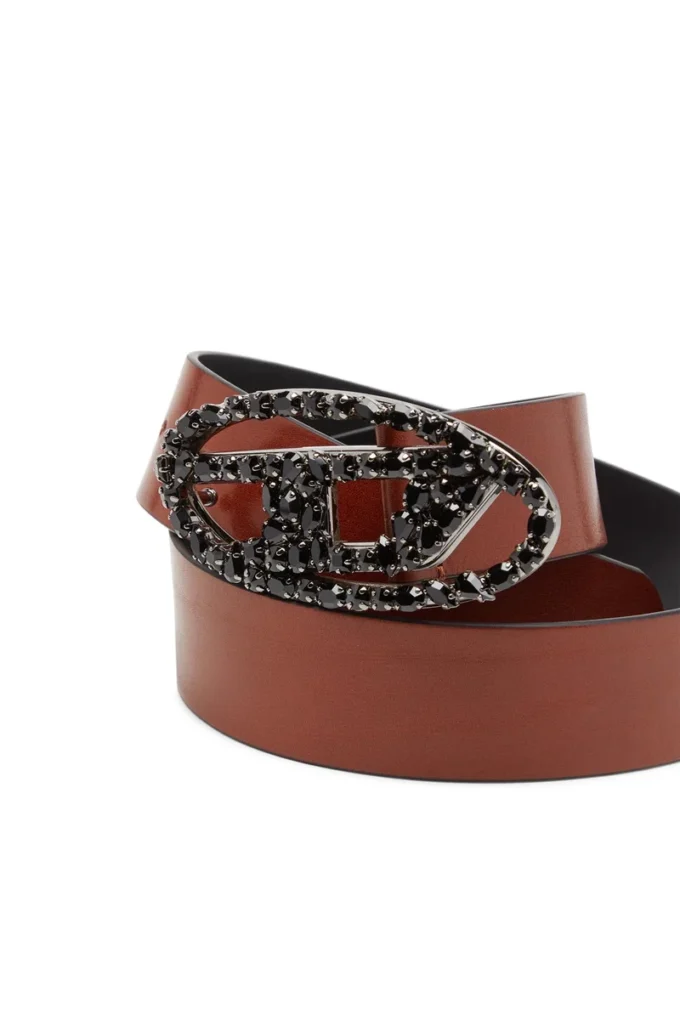 b-1dr w-crown 4 cm pull-up leather belt with jewel buckle b-1dr w-crown 4 cm pull-up leather belt with jewel buckle
