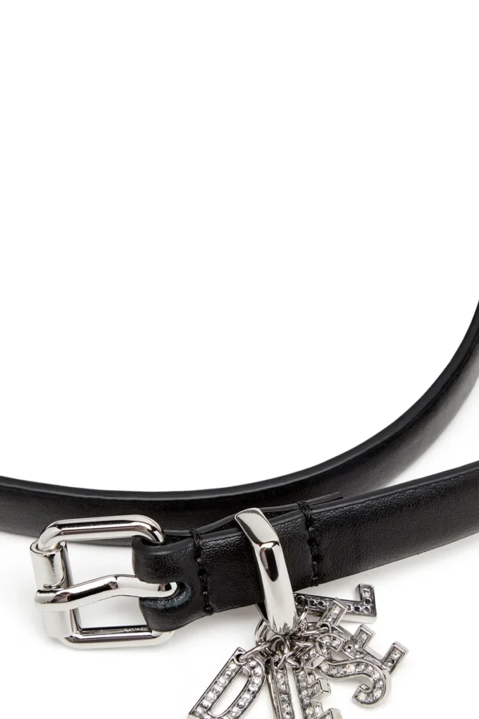b-charm-loop 1.4cm nappa leather belt with logo charms b-charm-loop 1.4cm nappa leather belt with logo charms