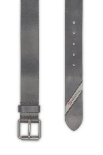 b-flag 4cm Leather belt with fifth pocket logo flag