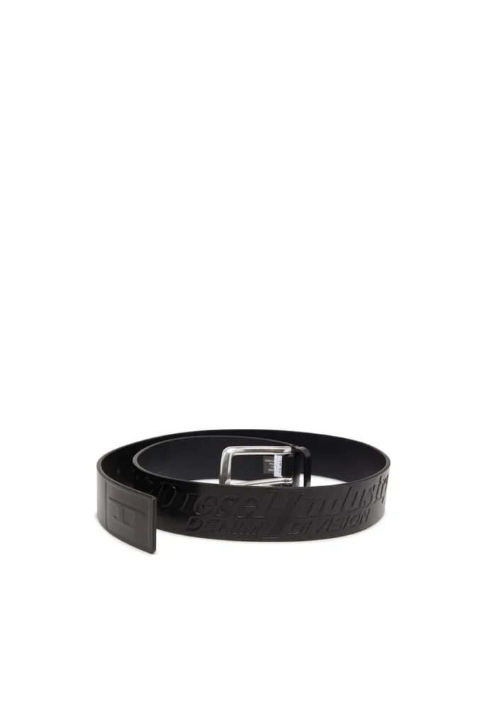 b-flag-d embossed 4 cm leather belt with engraved logo b-flag-d embossed 4 cm leather belt with engraved logo