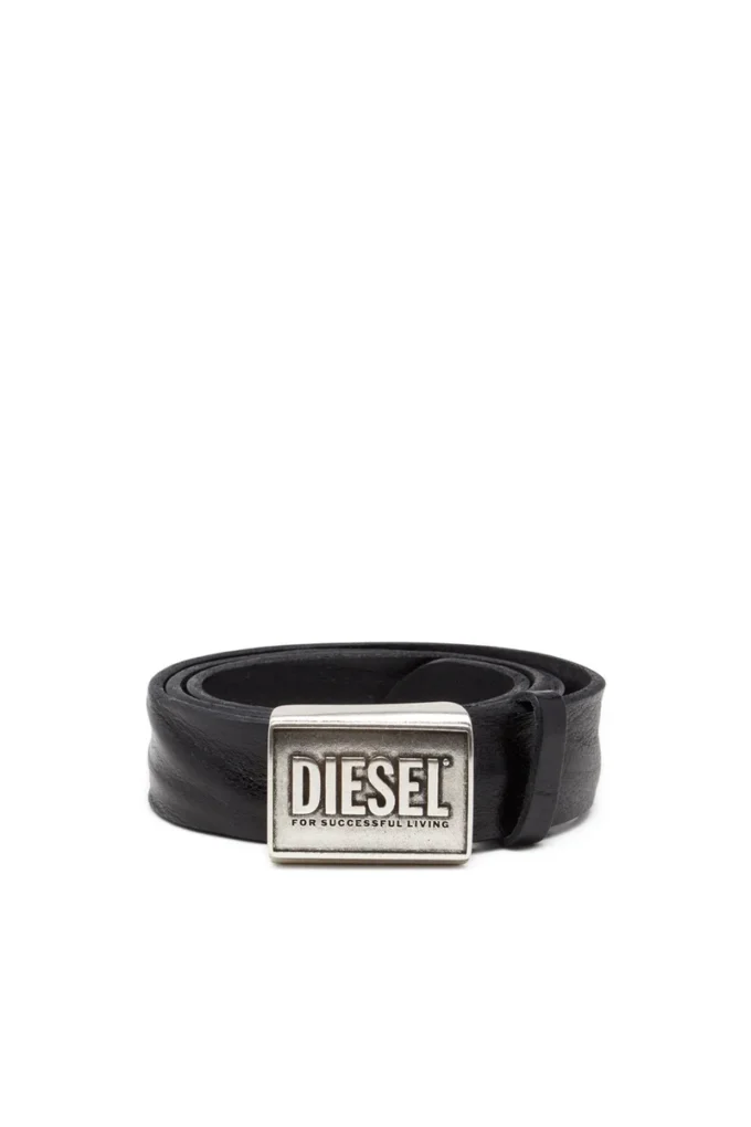 b-metal biscotto Leather belt 4 cm with logo plaque