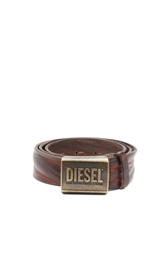 b-metal biscotto Leather belt 4 cm with logo plaque