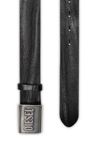 b-metal biscotto Leather belt 4 cm with logo plaque