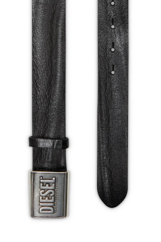 b-metal biscotto Leather belt 4 cm with logo plaque