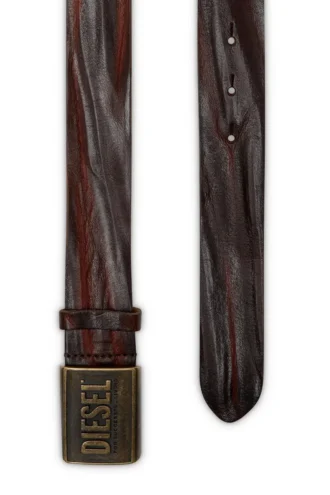 b-metal biscotto Leather belt 4 cm with logo plaque