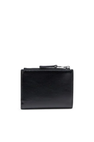 bi-fold zip ii Leather wallet with embossed chain motif