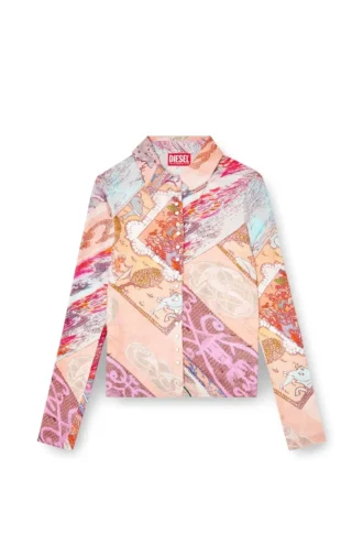 c-amelia Stretch-viscose shirt with Heraldic print