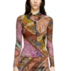 c-amelia Stretch-viscose shirt with Heraldic print