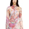 c-amelia Stretch-viscose shirt with Heraldic print