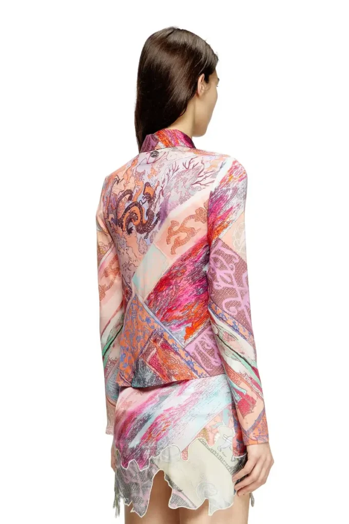 c-amelia Stretch-viscose shirt with Heraldic print