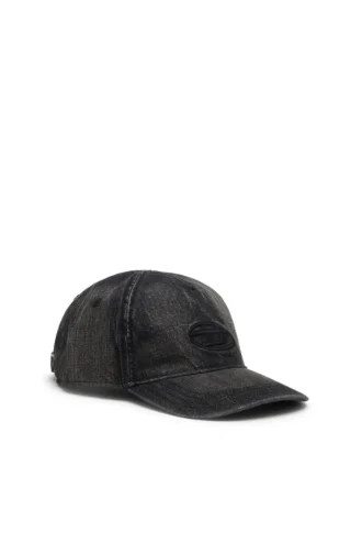 c-enic Denim cap with frayed details and embroidered logo