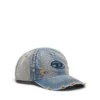 c-enic Denim cap with frayed details and embroidered logo