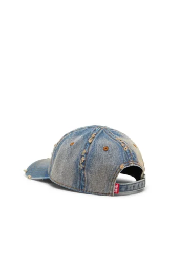 c-enic Denim cap with frayed details and embroidered logo