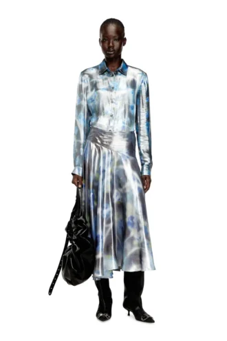c-ronor-s2 Metallic shirt with blurred roses print