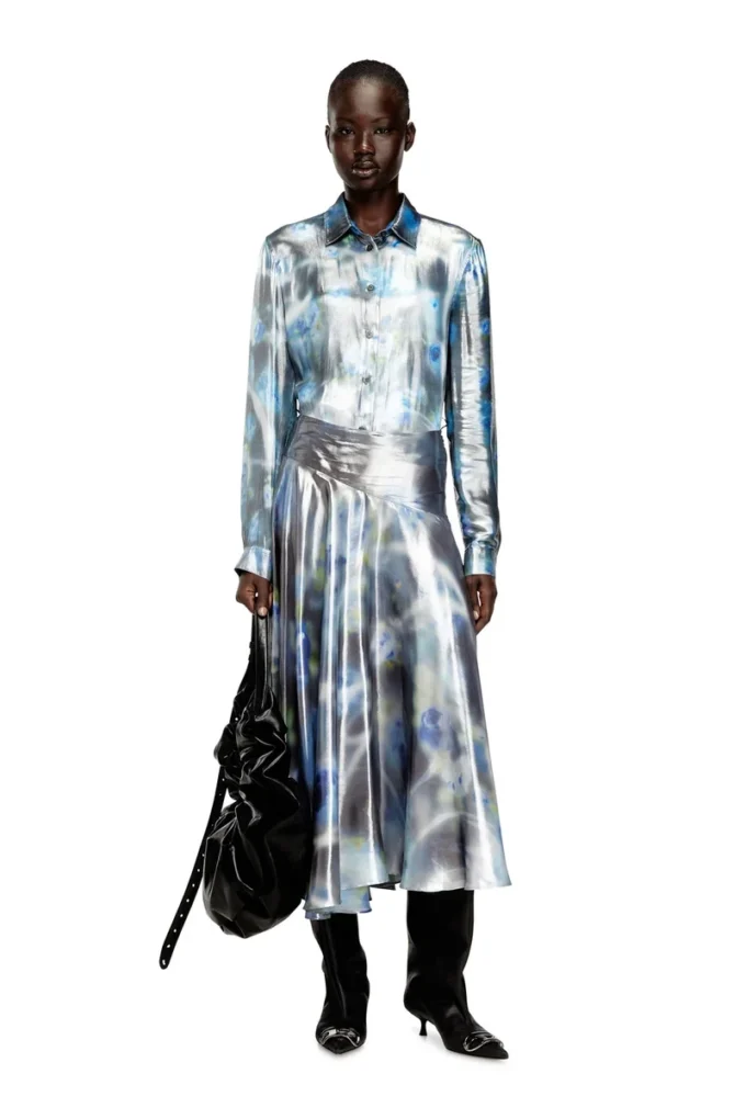 c-ronor-s2 Metallic shirt with blurred roses print