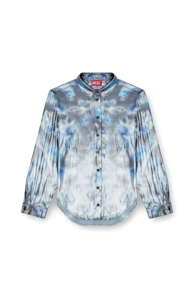 c-ronor-s2 Metallic shirt with blurred roses print