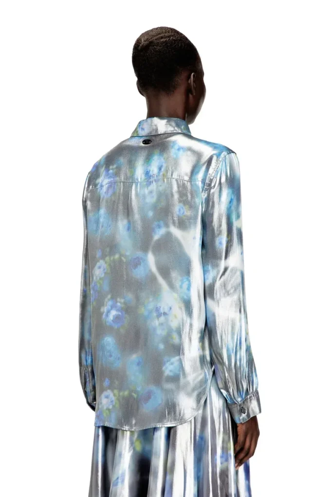 c-ronor-s2 Metallic shirt with blurred roses print