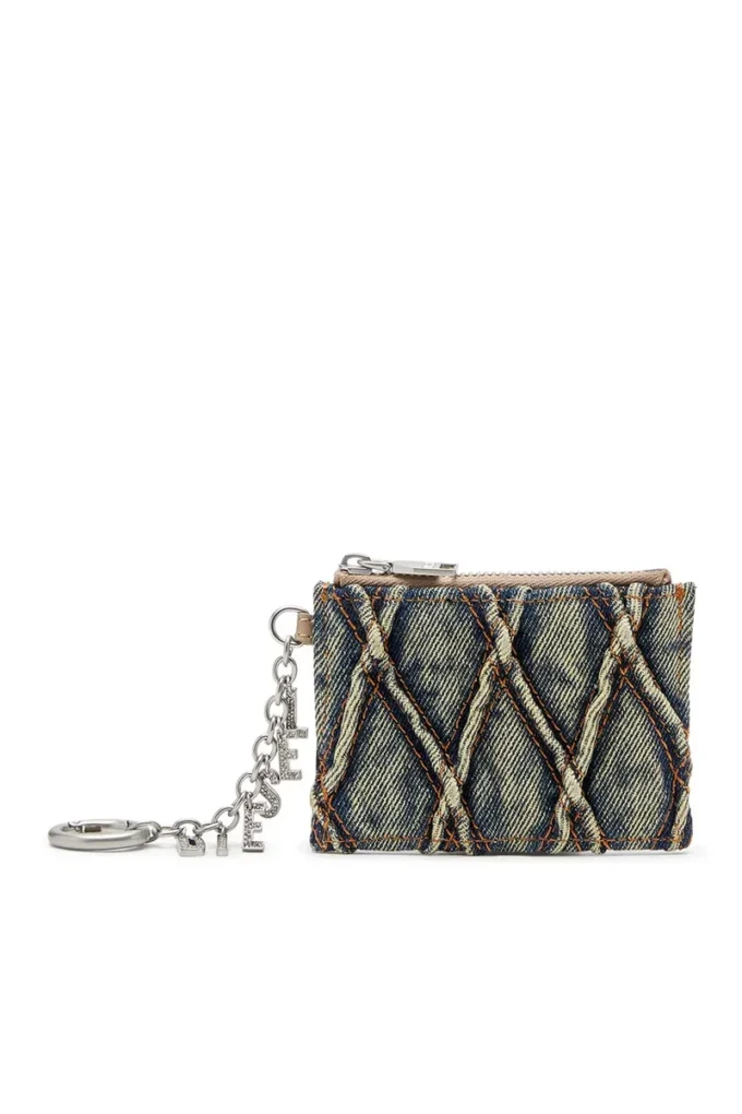 card holder with chain Card holder in argyle quilted denim card holder with chain Card holder in argyle quilted denim
