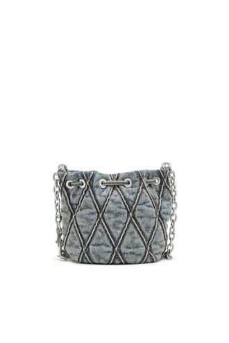 charm-d bucket s Charm-D S-Mini bucket bag in argyle quilted denim