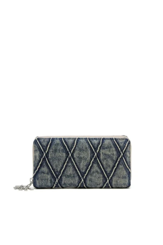 charm-d continental zip l Zip wallet in Argyle quilted denim charm-d continental zip l Zip wallet in Argyle quilted denim