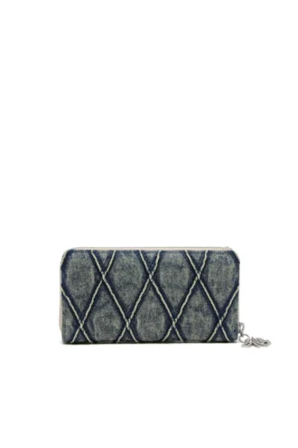 charm-d continental zip l Zip wallet in Argyle quilted denim