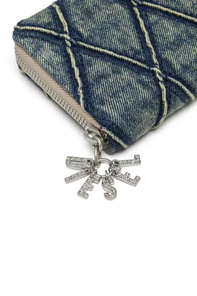 charm-d continental zip l Zip wallet in Argyle quilted denim charm-d continental zip l Zip wallet in Argyle quilted denim