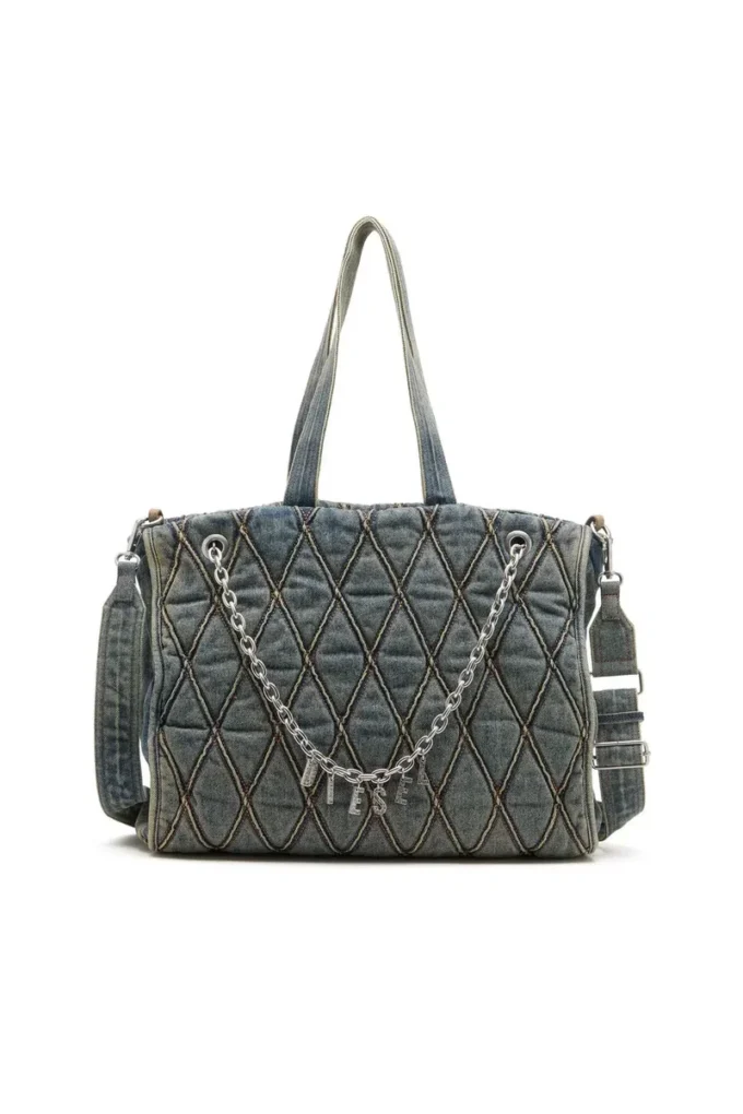 charm-d shopper Charm-D-Tote bag in Argyle quilted denim charm-d shopper Charm-D-Tote bag in Argyle quilted denim