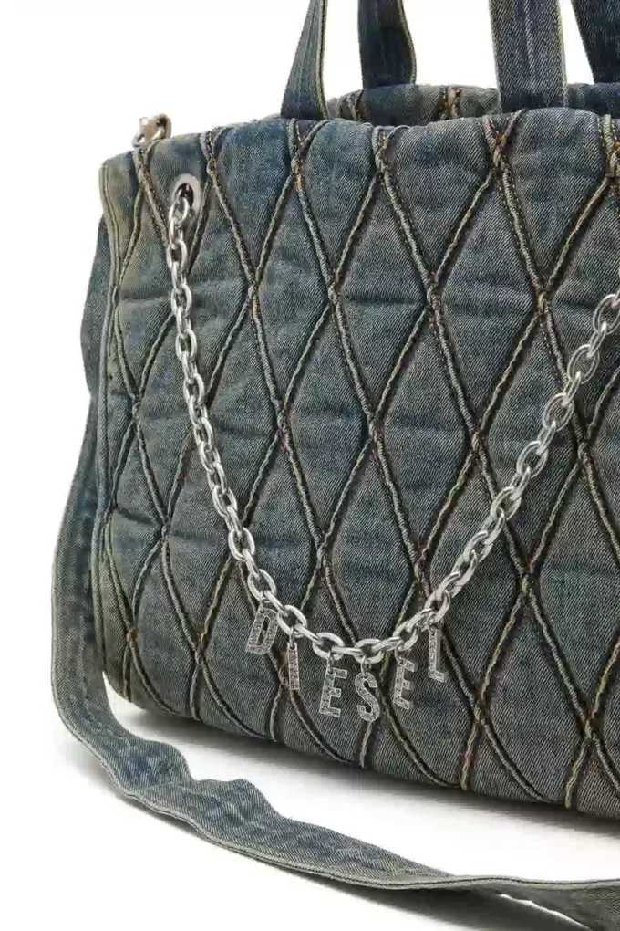 charm-d shopper Charm-D-Tote bag in Argyle quilted denim charm-d shopper Charm-D-Tote bag in Argyle quilted denim