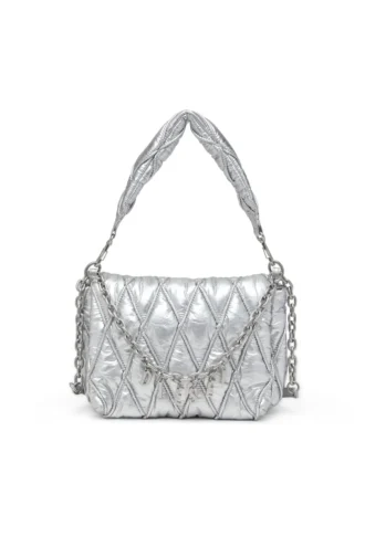 charm-d shoulder m Charm-D M-Shoulder bag in quilted metallic nylon
