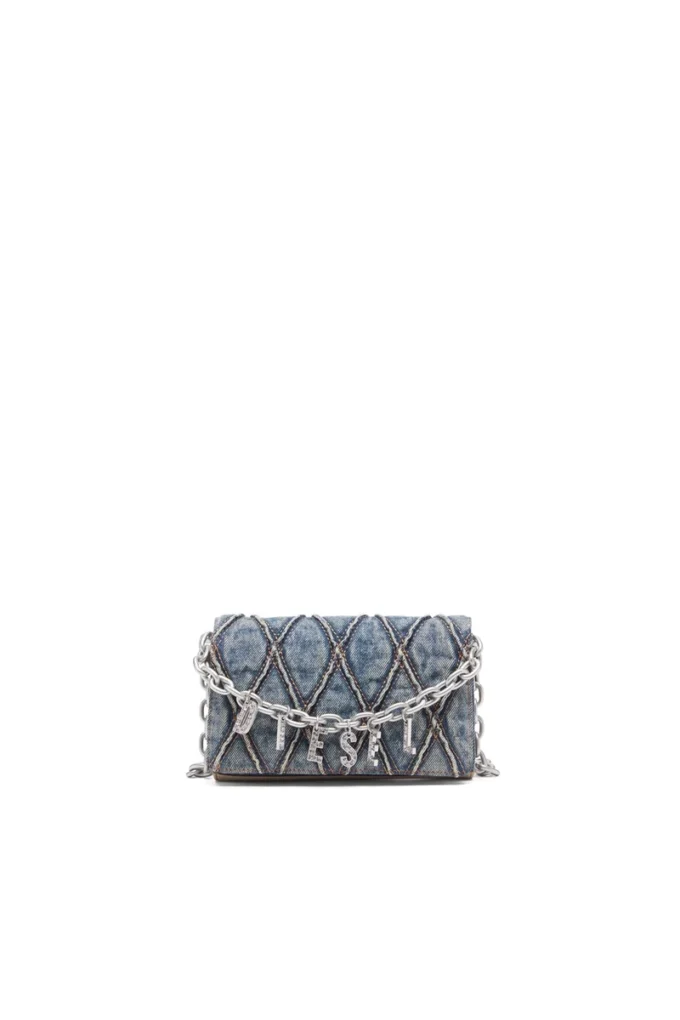 charm-d wallet strap Wallet purse in argyle quilted denim