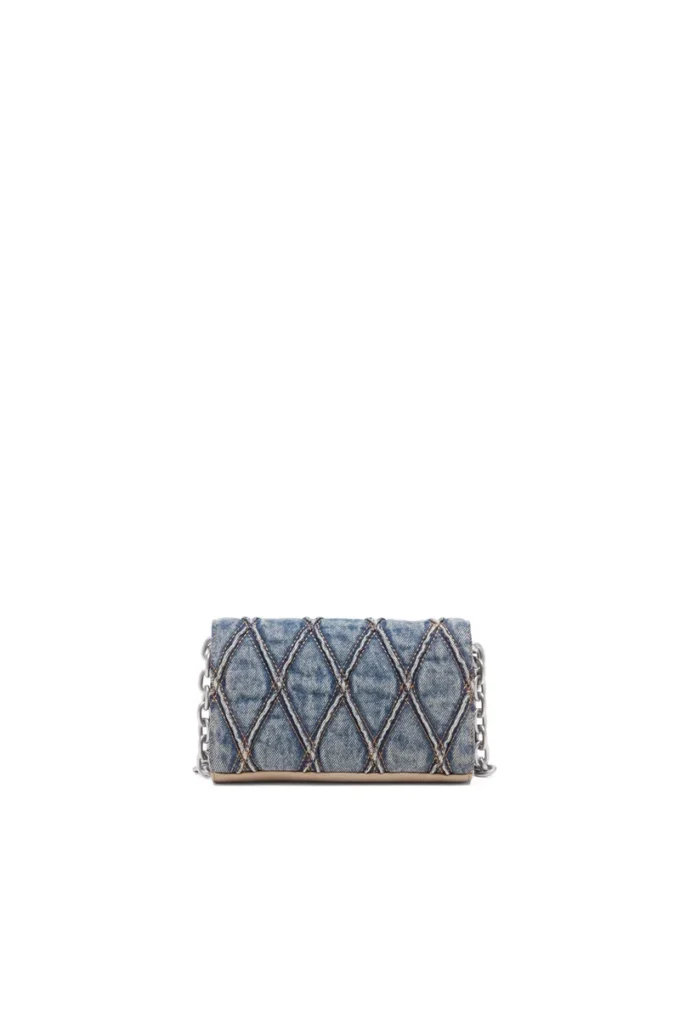 charm-d wallet strap Wallet purse in argyle quilted denim