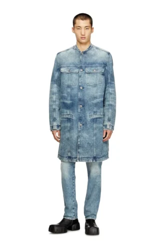 d-aberd-fsh1 Coat in lasered cotton-hemp denim