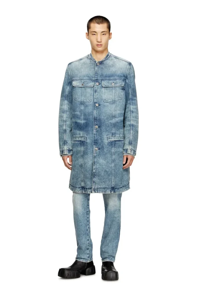 d-aberd-fsh1 Coat in lasered cotton-hemp denim d-aberd-fsh1 Coat in lasered cotton-hemp denim