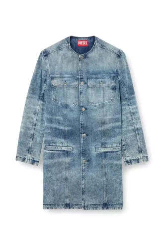d-aberd-fsh1 Coat in lasered cotton-hemp denim