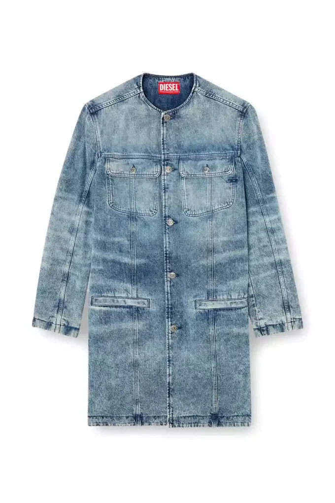 d-aberd-fsh1 Coat in lasered cotton-hemp denim d-aberd-fsh1 Coat in lasered cotton-hemp denim