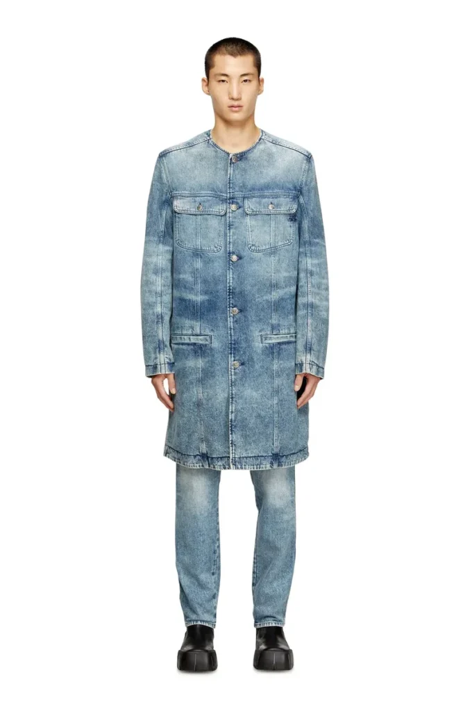 d-aberd-fsh1 Coat in lasered cotton-hemp denim d-aberd-fsh1 Coat in lasered cotton-hemp denim