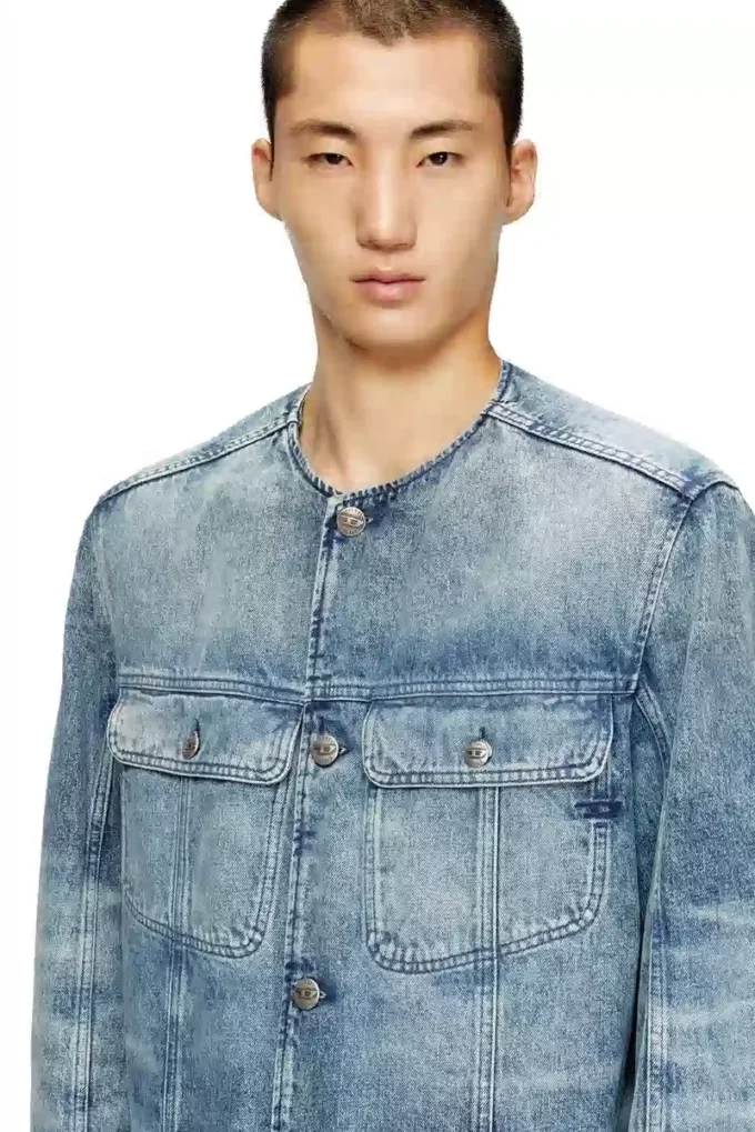 d-aberd-fsh1 Coat in lasered cotton-hemp denim d-aberd-fsh1 Coat in lasered cotton-hemp denim