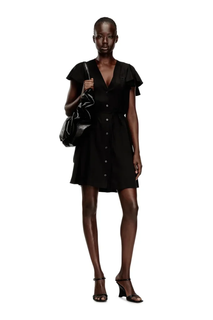 d-aikiri Cupro dress with V-neck and front buttons d-aikiri Cupro dress with V-neck and front buttons