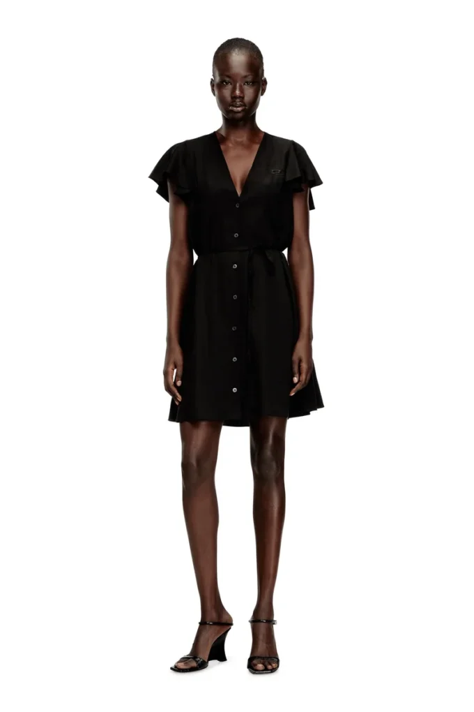 d-aikiri Cupro dress with V-neck and front buttons d-aikiri Cupro dress with V-neck and front buttons