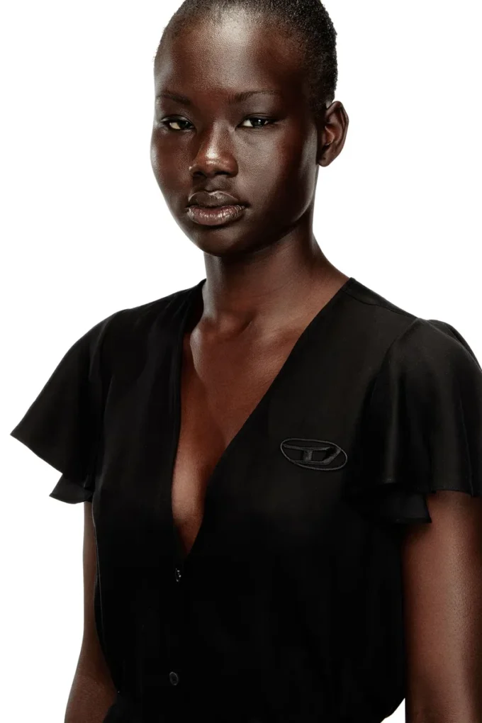 d-aikiri Cupro dress with V-neck and front buttons d-aikiri Cupro dress with V-neck and front buttons