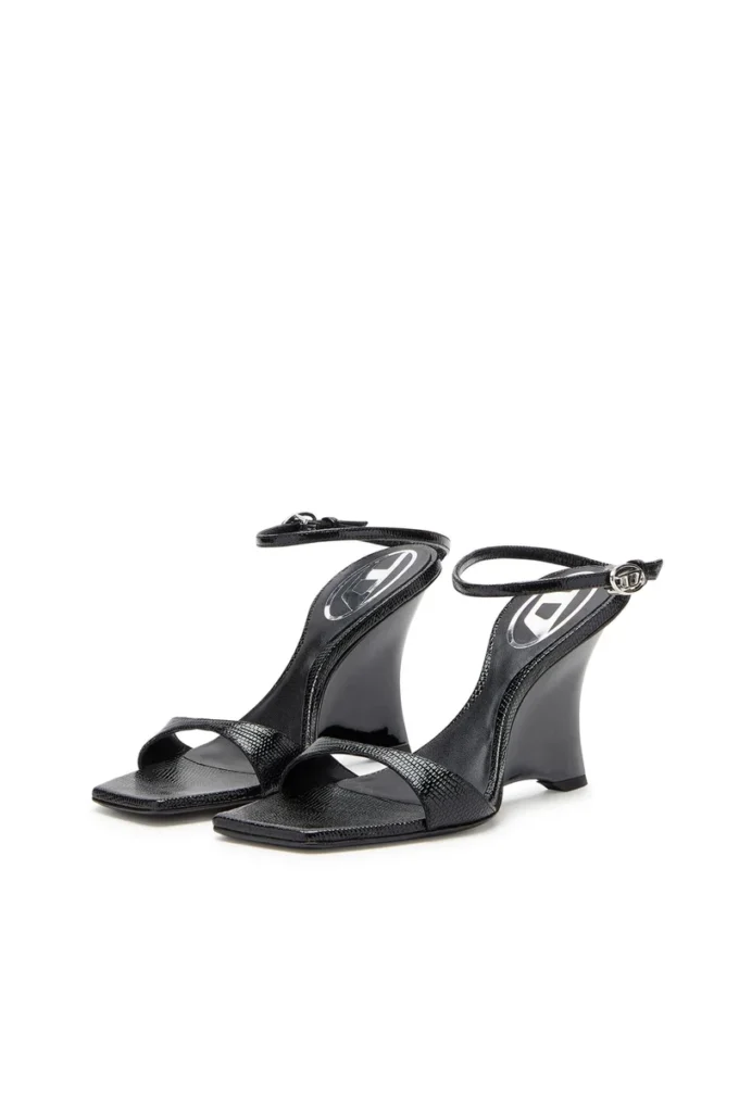 d-amber sandal wedge D-Amber-Wedge sandals in lizard-effect leather