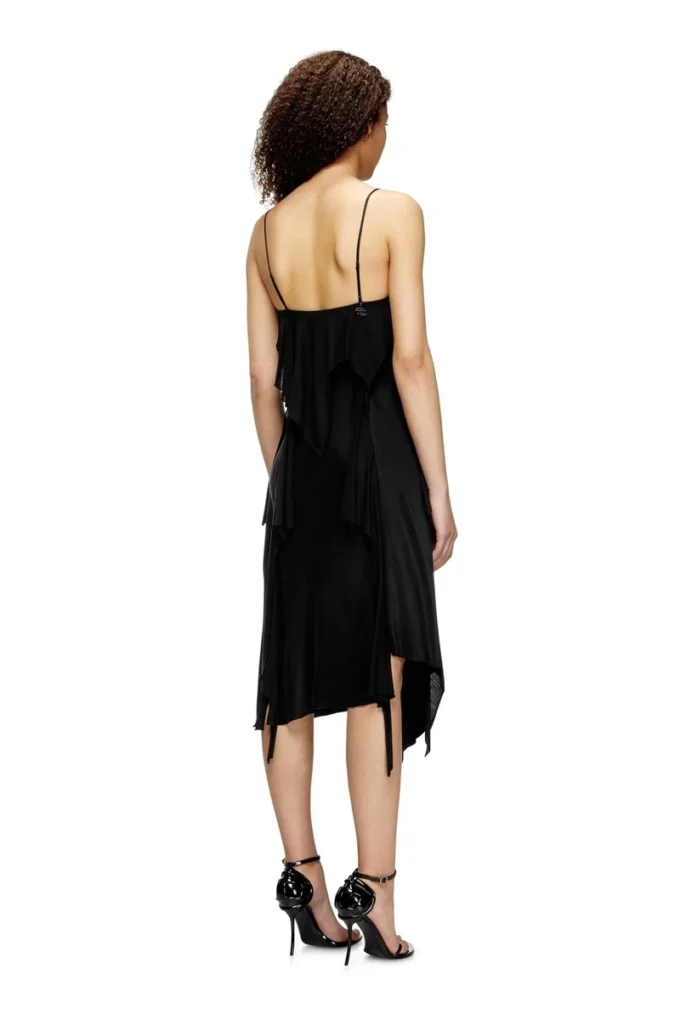 d-ancer Satin dress with raw-cut flounces d-ancer Satin dress with raw-cut flounces