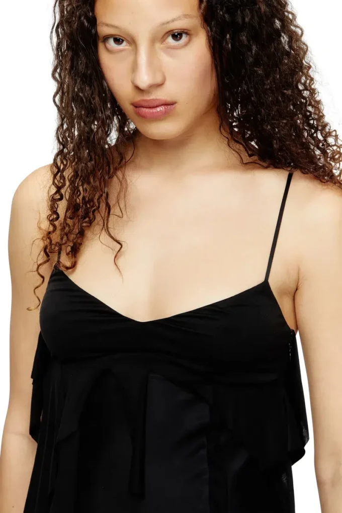 d-ancer Satin dress with raw-cut flounces d-ancer Satin dress with raw-cut flounces