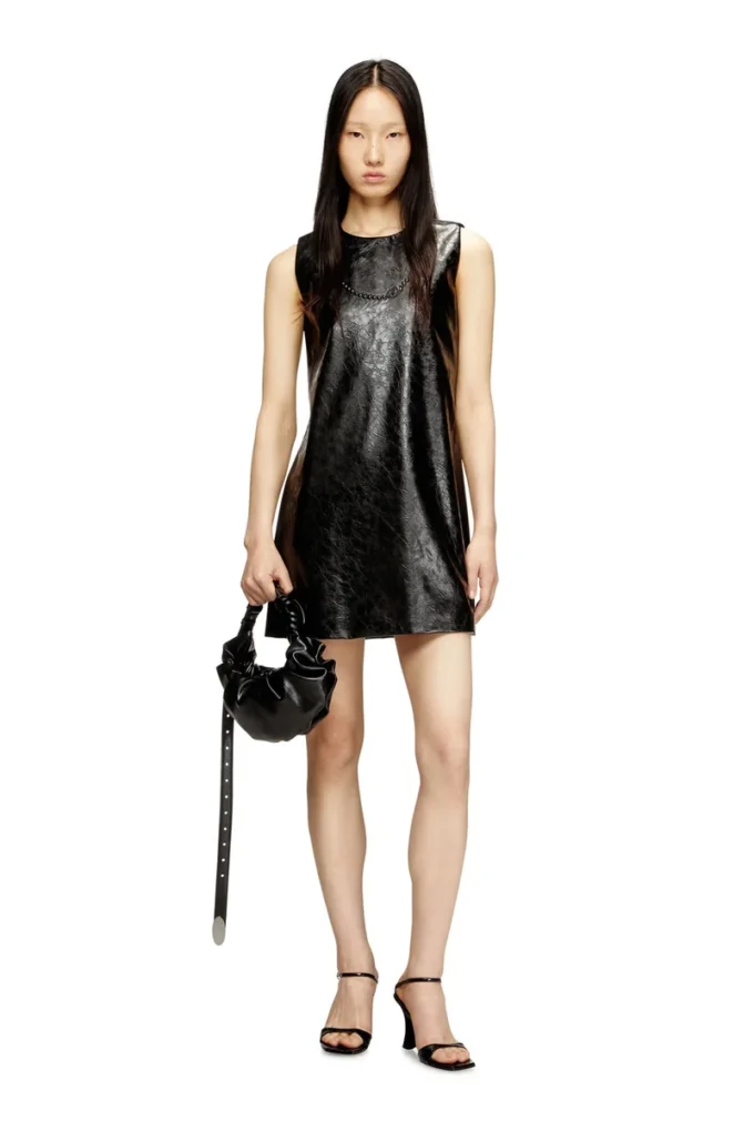 d-ares Coated mini dress with embossed Oval D d-ares Coated mini dress with embossed Oval D